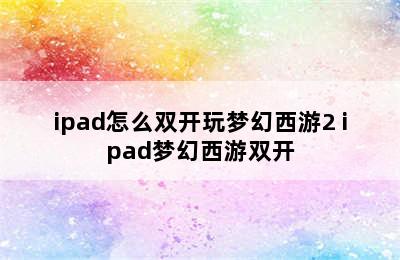 ipad怎么双开玩梦幻西游2 ipad梦幻西游双开